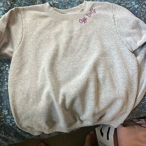 OFF DUTY- hand embroidered Gray Sweatshirt Casual Cotton Blend